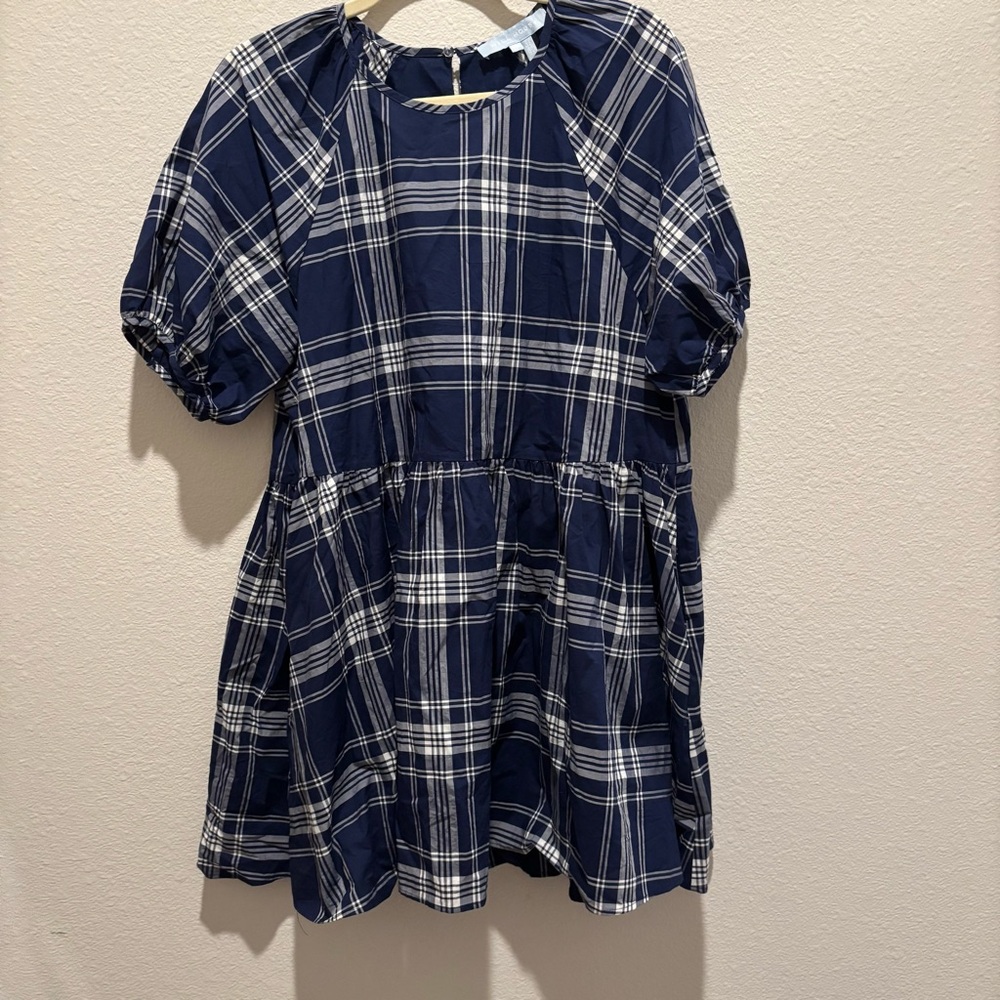 Hill house home short plaid nap dress M - Picture 3 of 4